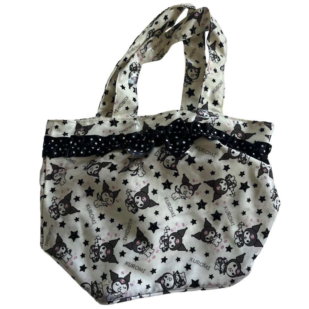 Sanrio Kuromi Tote Bag Women Small White Black Good Kawaii Star Ruffle Bow